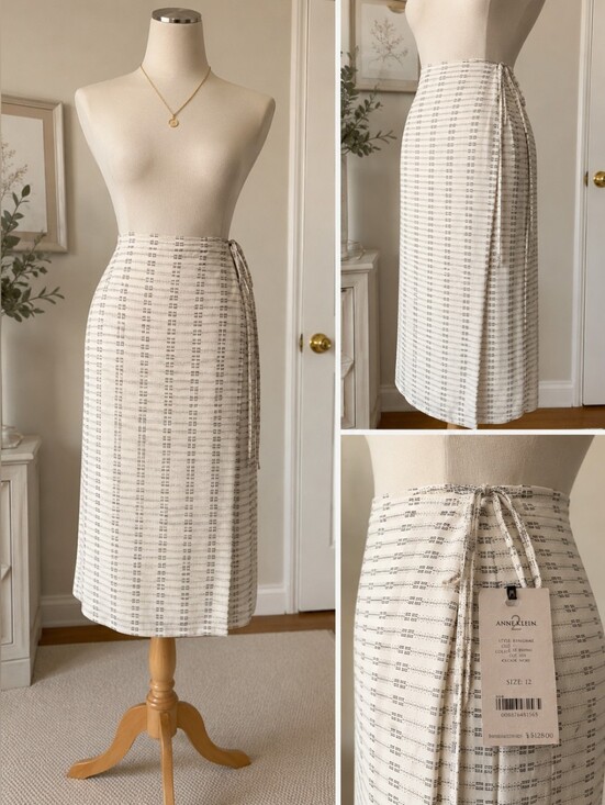 Anne Klein Dresses & Skirts - NWT Anne Klein 2 Ivory Lucky Strike Wrap Midi Skirt Size 12